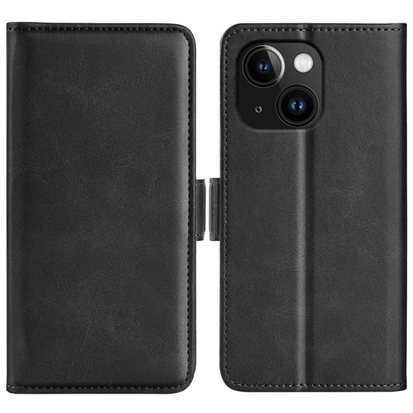 SKALO iPhone 15 Plus Premium Wallet Lompakkokotelo - Musta