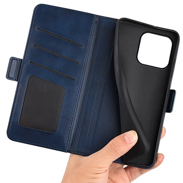 SKALO iPhone 15 Plus Premium Wallet Flip Cover - Blå