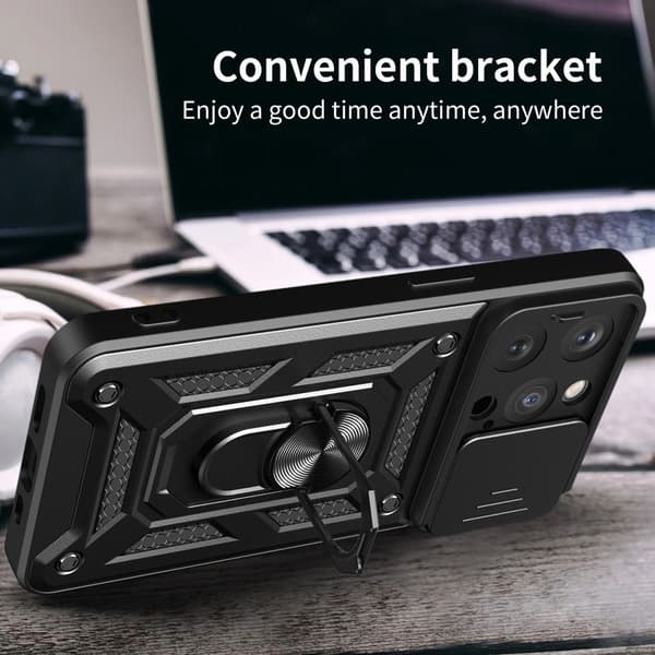 SKALO iPhone 15 Pro Armor Hybrid Metallring Kameraslider - Grön