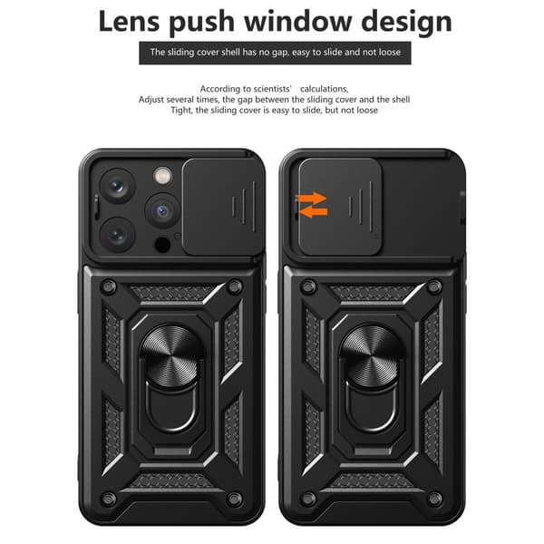 SKALO iPhone 15 Pro Armor Hybrid Metallring Kameraslider - Grön