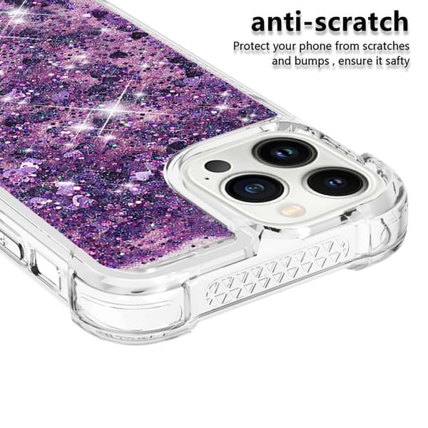 SKALO iPhone 15 Pro Kvicksand Glitter Hjerter TPU Cover - Lilla