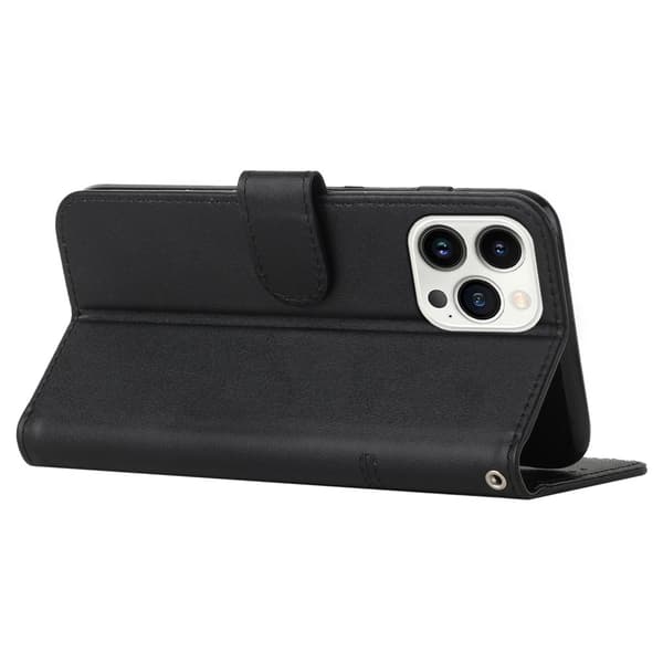 SKALO iPhone 15 Pro Embossed Triangle Lompakkokotelo - Musta