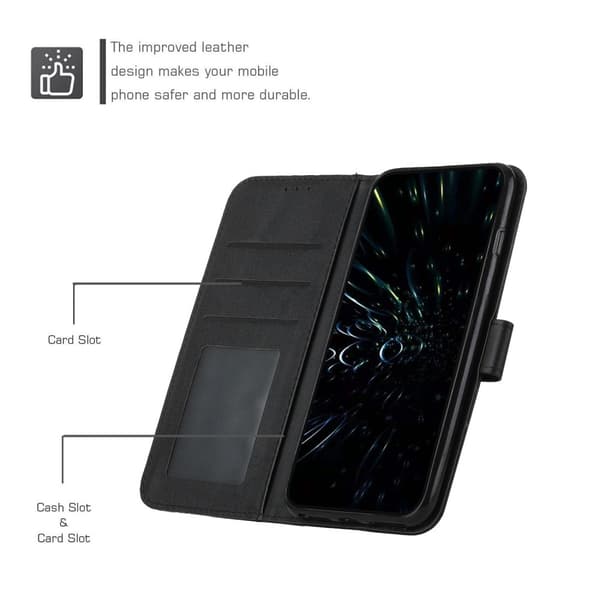 SKALO iPhone 15 Pro Embossed Triangle Lompakkokotelo - Musta