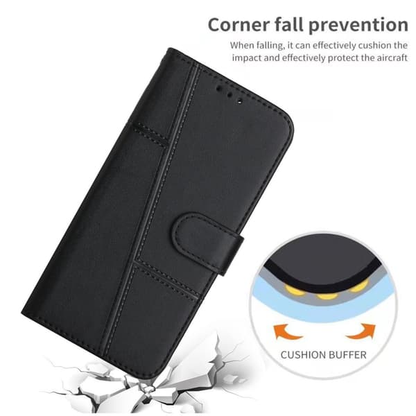 SKALO iPhone 15 Pro Embossed Triangle Lompakkokotelo - Musta