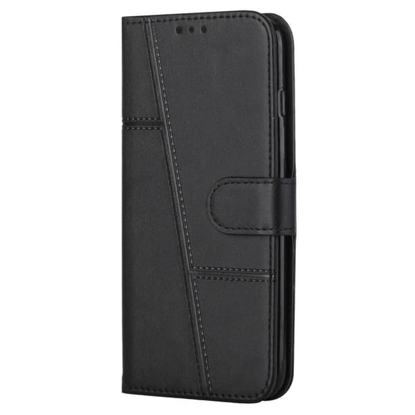 SKALO iPhone 15 Pro Embossed Triangle Lompakkokotelo - Musta