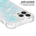 Miniatyrbillede 3 af 6: SKALO iPhone 15 Pro Kvicksand Glitter Hjerter TPU Cover - Turkis