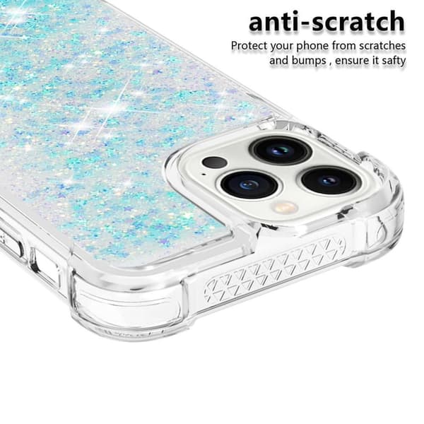 SKALO iPhone 15 Pro Kvicksand Glitter Hjerter TPU Cover - Turkis