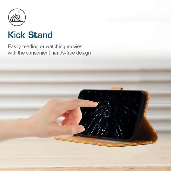 SKALO iPhone 15 Pro Embossed Triangle Flip Cover - Lys brun