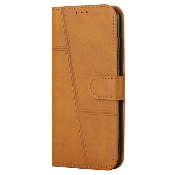 SKALO iPhone 15 Pro Embossed Triangle Flip Cover - Lys brun