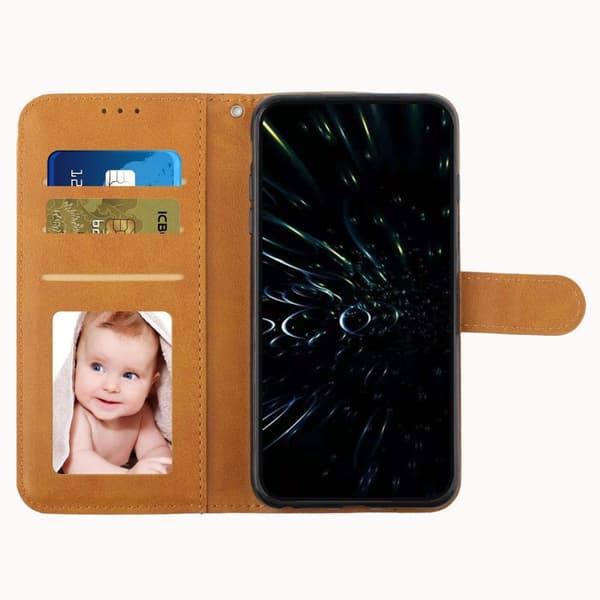 SKALO iPhone 15 Pro Embossed Triangle Flip Cover - Lys brun