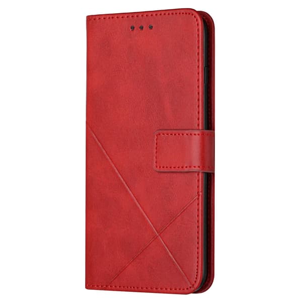 SKALO iPhone 15 Embossed Plånboksfodral i PU-Läder - Röd