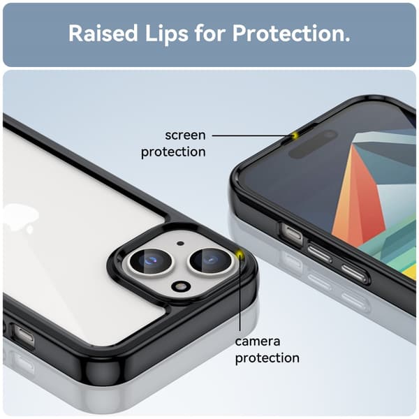 SKALO iPhone 15 Läpinäkyvä TPU suojakuori - Musta
