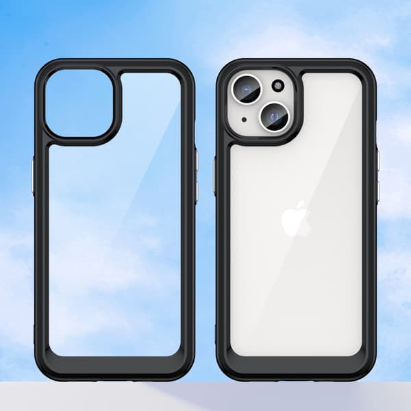 SKALO iPhone 15 Läpinäkyvä TPU suojakuori - Musta