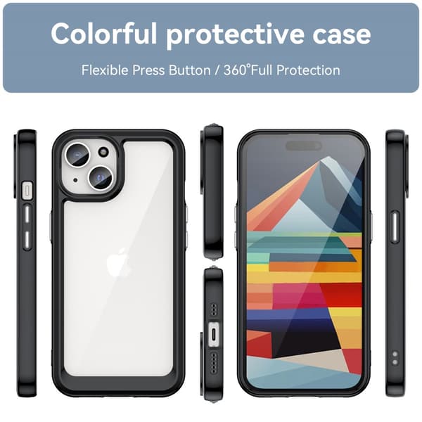SKALO iPhone 15 Läpinäkyvä TPU suojakuori - Musta