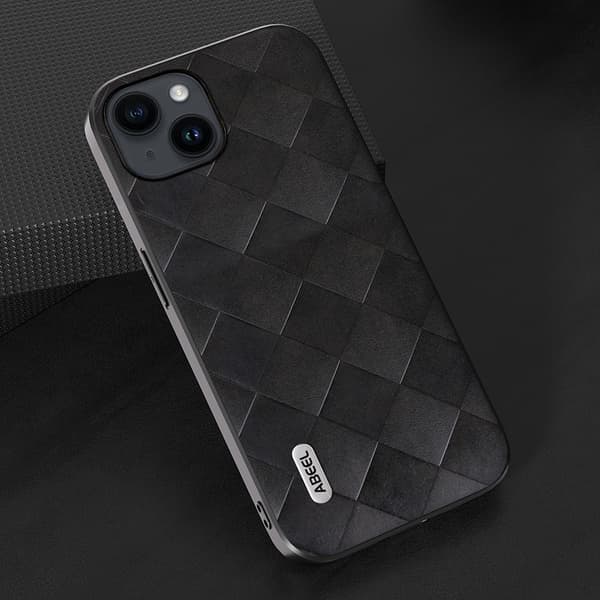 SKALO iPhone 15 ABEEL PU Nahka Suojakuori - Musta