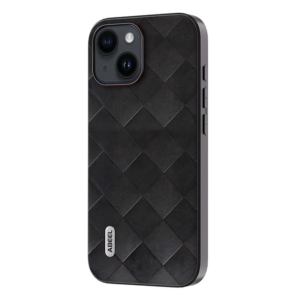 SKALO iPhone 15 ABEEL PU Nahka Suojakuori - Musta