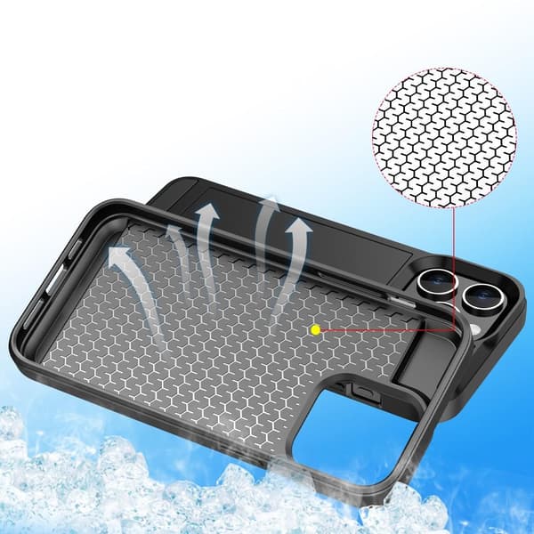 SKALO iPhone 15 Armor Suojakuori korttikotelo - Kulta