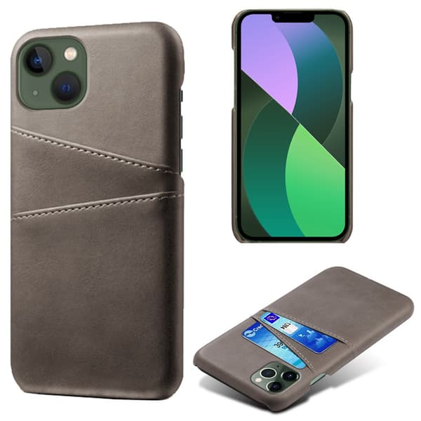 SKALO iPhone 15 PU-læder Kortholder Cover - Grå