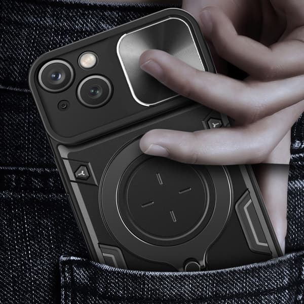 SKALO iPhone 15 Armor hybridi magnetrengas kameran liukusäädin - Punainen
