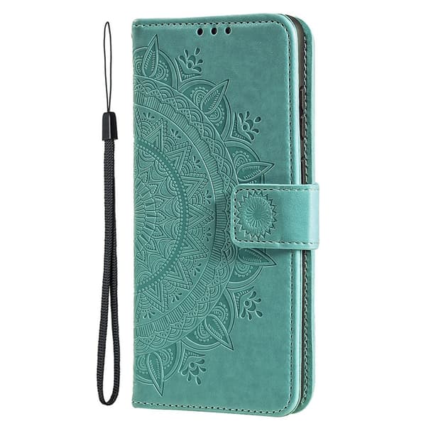 SKALO iPhone 15 Mandala lompakkokotelo - Turkoosi