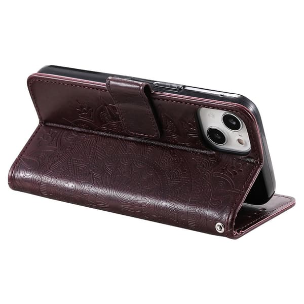 SKALO iPhone 15 Mandala lompakkokotelo - Ruskea