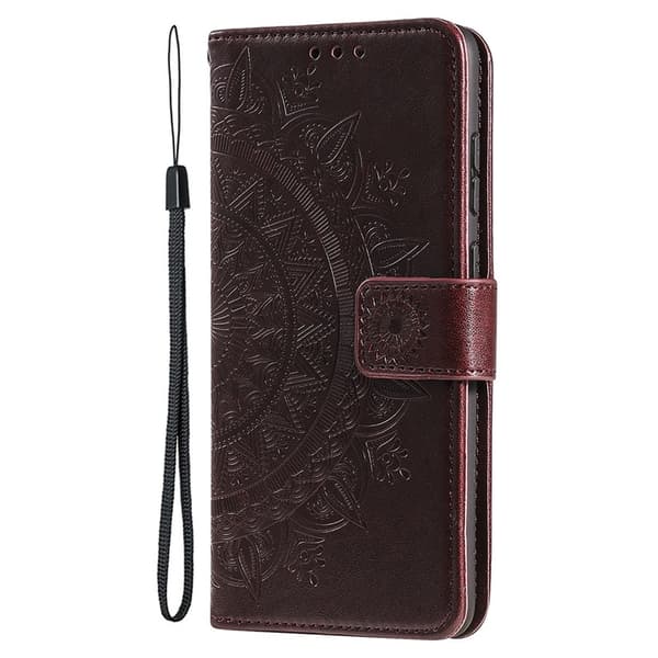 SKALO iPhone 15 Mandala lompakkokotelo - Ruskea