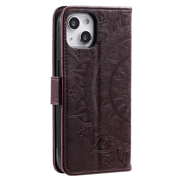 SKALO iPhone 15 Mandala lompakkokotelo - Ruskea