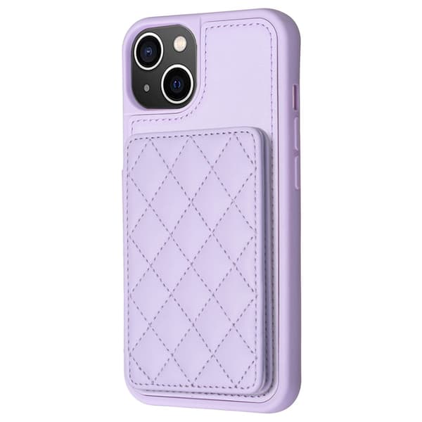 SKALO iPhone 15 Quiltat Skal med Plånbok - Lila