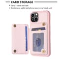 Pikkukuva 4 / 8: SKALO iPhone 15 Tikattu Suojakuori Lompakolla - Pinkki