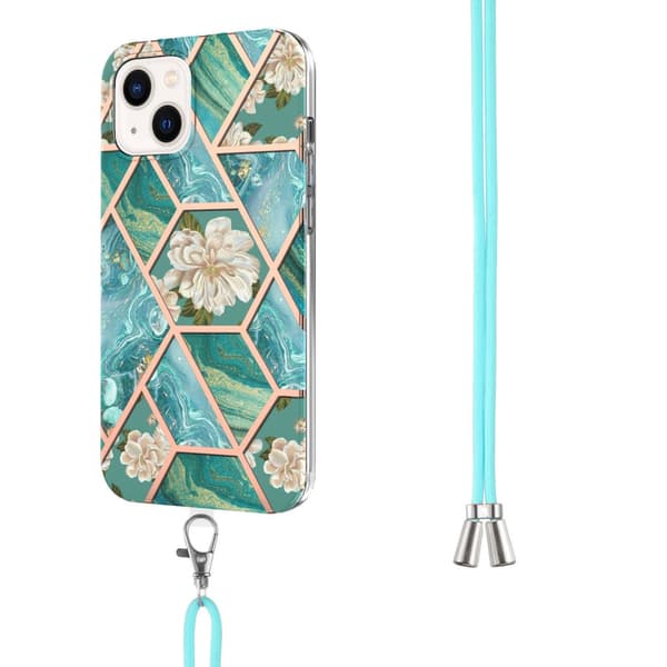 SKALO iPhone 15 Marmor Mobilkrave Cover - Grøn