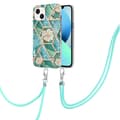 Miniatyrbillede 2 af 4: SKALO iPhone 15 Marmor Mobilkrave Cover - Grøn