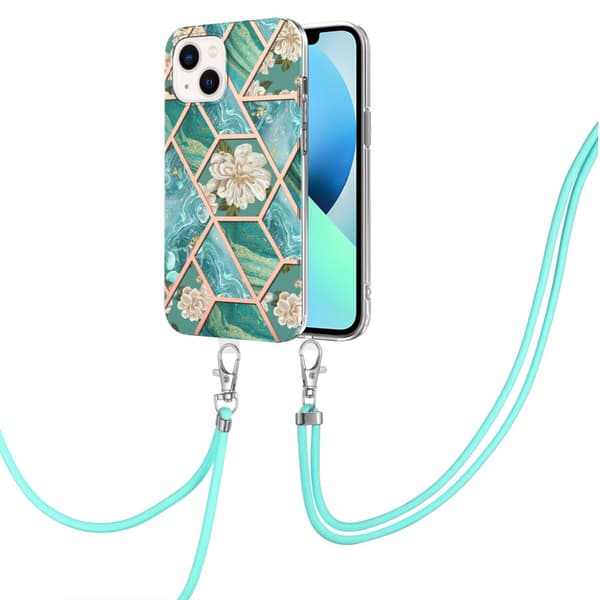 SKALO iPhone 15 Marmor Mobilkrave Cover - Grøn