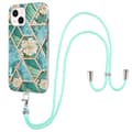 Miniatyrbillede 1 af 4: SKALO iPhone 15 Marmor Mobilkrave Cover - Grøn