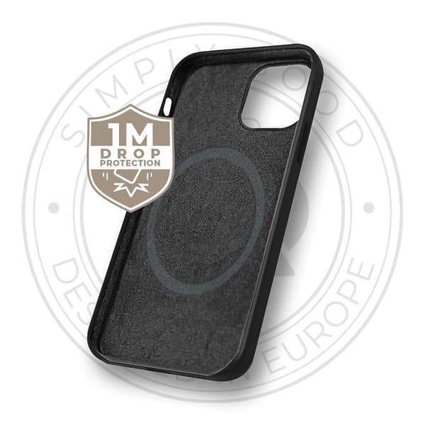 XQISIT iPhone 15 Plus Kuori Silicone Case MagSafe Musta