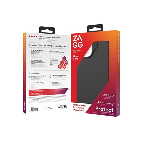 ZAGG iPhone 13/iPhone 14/iPhone 15 Kuori Manhattan Snap Musta