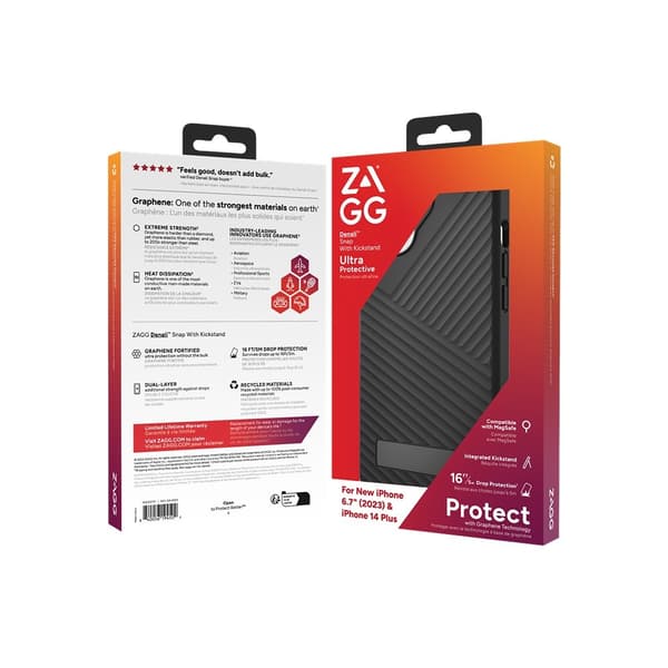ZAGG iPhone 14 Plus/iPhone 15 Plus Kuori Denali Snap Kickstand Musta
