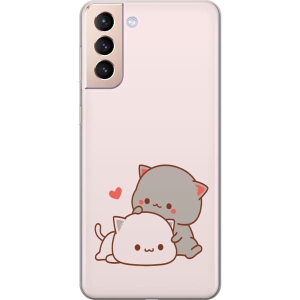 Samsung Galaxy S21 Genomskinligt Skal Kawaii Katt