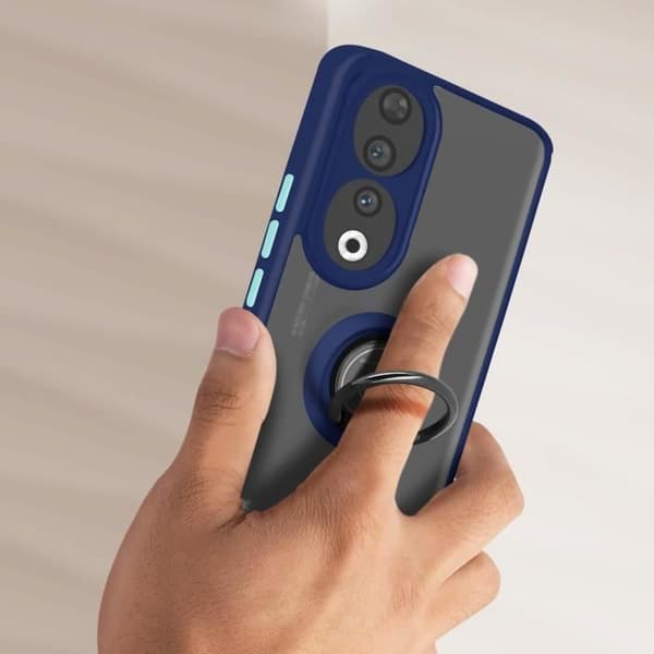 Fodral för Honor 90 - AVIZAR - Ringrip - Metallring - Videostöd - Blå