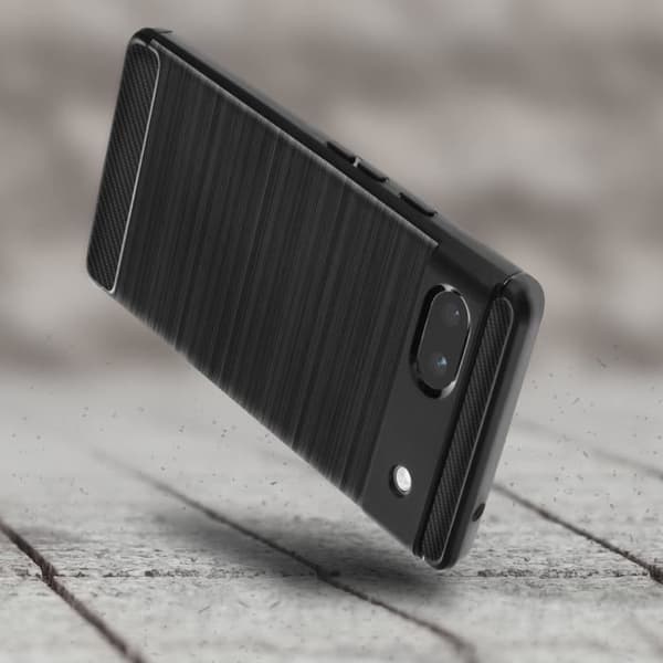 Google Pixel 6a fodral Förstärkt mjuk kolborstad effekt Svart