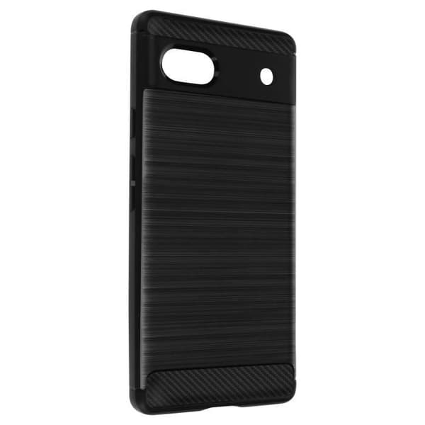 Google Pixel 6a fodral Förstärkt mjuk kolborstad effekt Svart