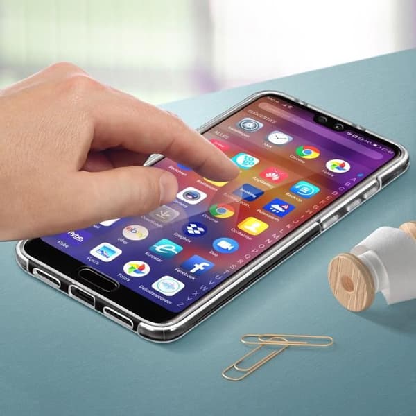 Huawei P20 Pro skyddande silikonfodral + polykarbonatbaksida - genomskinlig