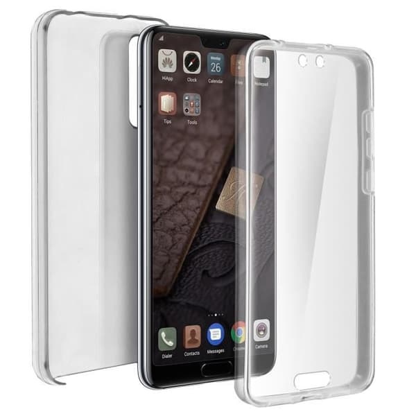 Huawei P20 Pro skyddande silikonfodral + polykarbonatbaksida - genomskinlig