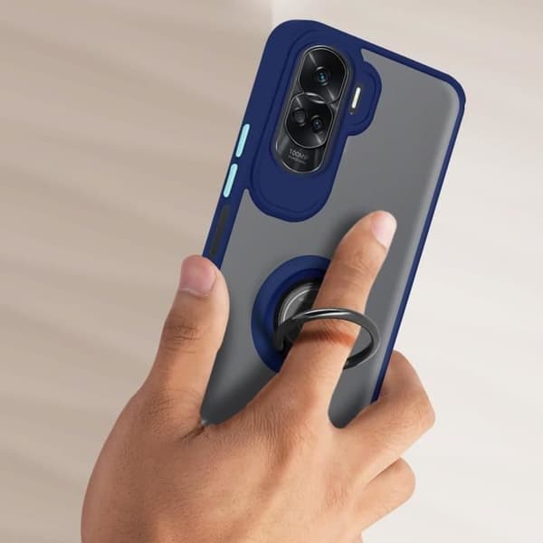 Fodral till Honor 90 Lite - AVIZAR - Ringrip - Metallring - Videostöd - Blå