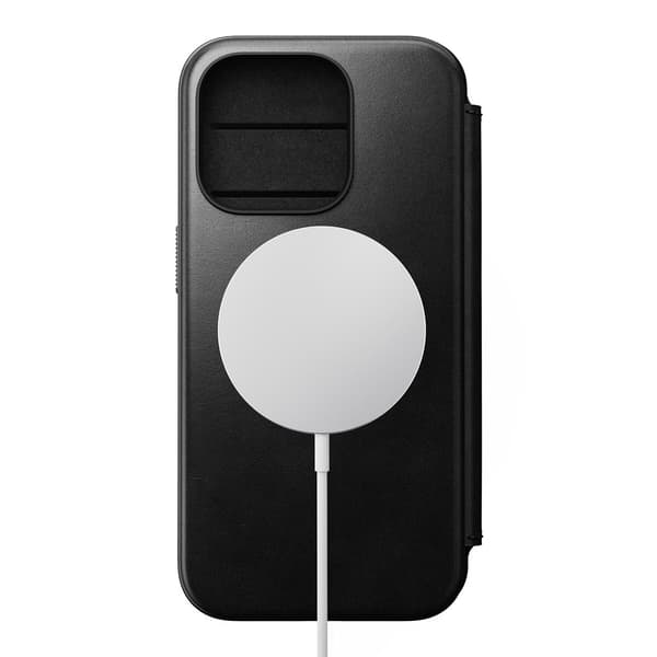 NOMAD iPhone 15 Pro Fodral Modern Leather Folio Horween Svart