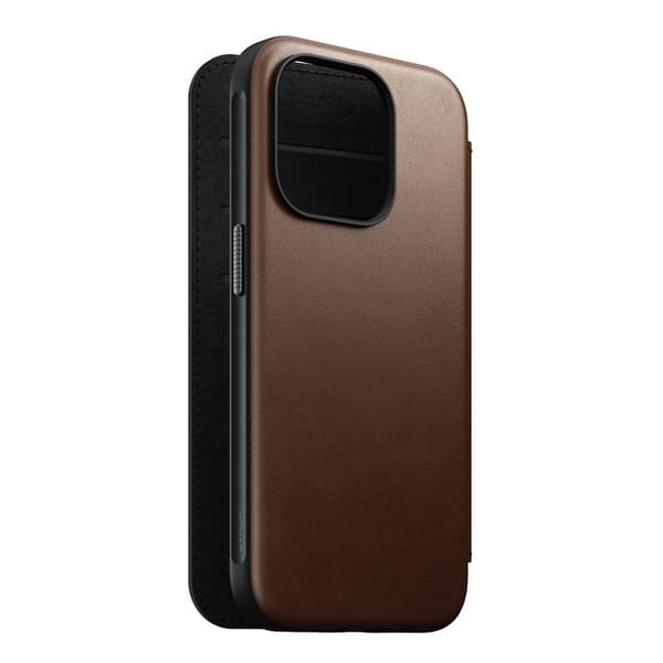 NOMAD iPhone 15 Pro Etui Modern Leather Folio Brun