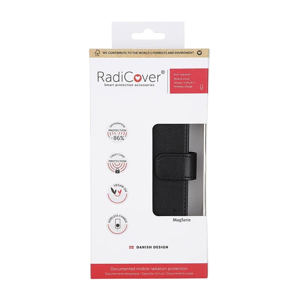 Mobildeksel Strålingsbeskyttelse PU MagS RFID Svart - iPhone 15 Pro