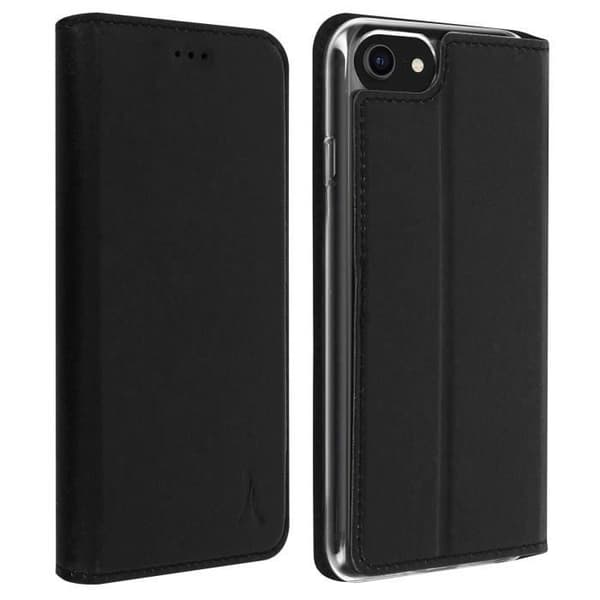 Hus för iPhone SE 2020 / 8 / 7 - AKASHI - Flipfodral - Ekoskinn - Videostöd - Svart