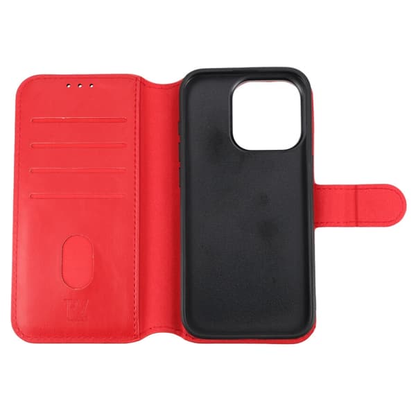 iPhone 15 Pro Plånboksfodral Magnet Rvelon - Röd