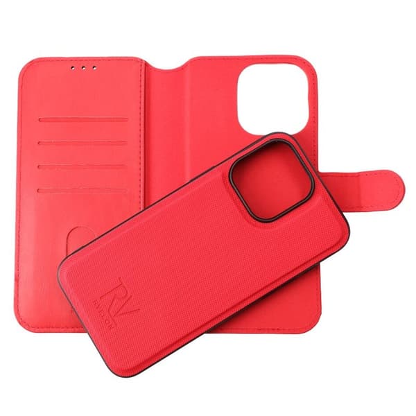 iPhone 15 Pro Max Plånboksfodral Magnet Rvelon - Röd