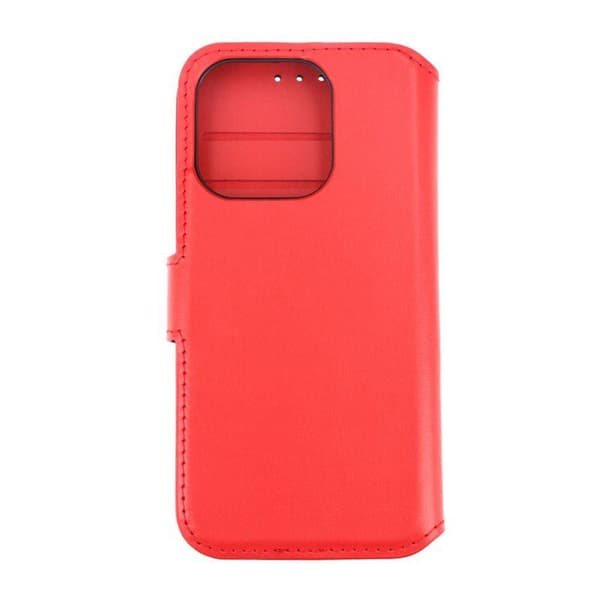 iPhone 15 Pro Plånboksfodral Läder Rvelon - Röd